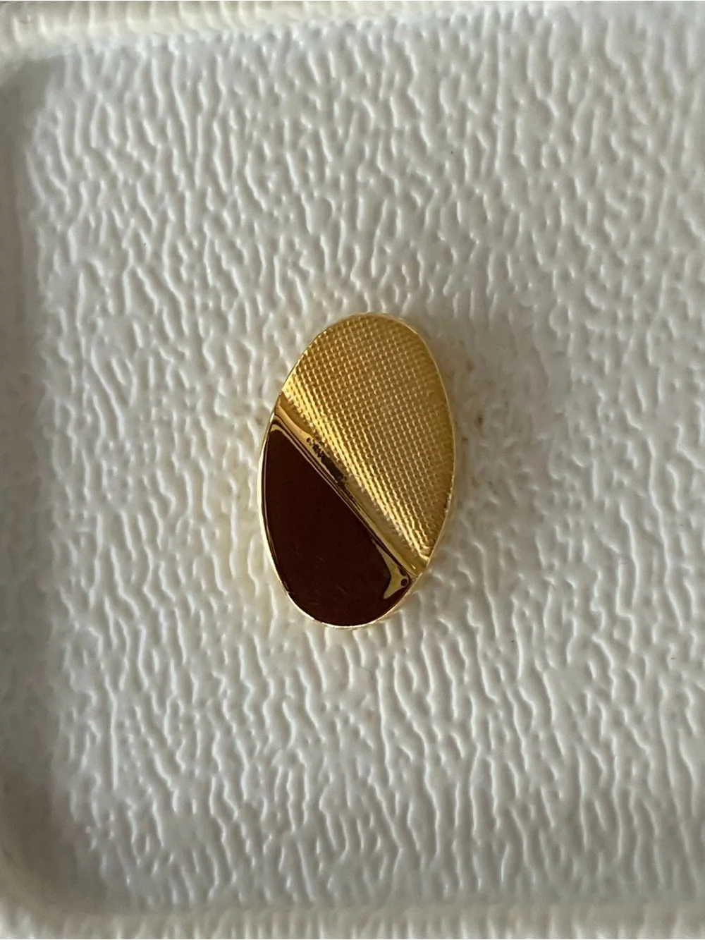 Claiborne Gold-Tone Oval Textured Half-Polish Pin